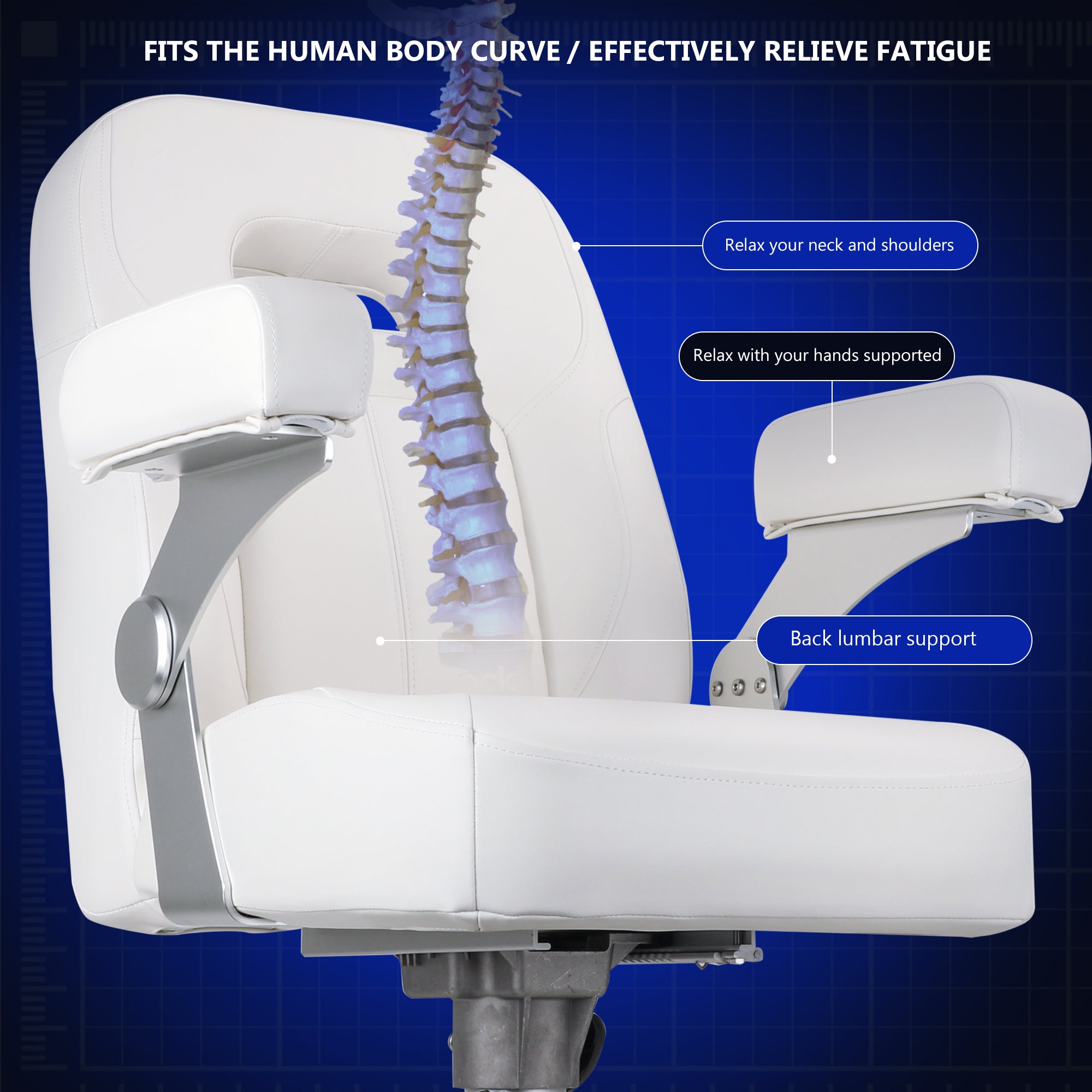 NORTHCAPTAIN Premium Pontoon Captain's Chair High Back Reclining Pontoon Bucket Boat Seat with Adjustable Aluminum Armrests